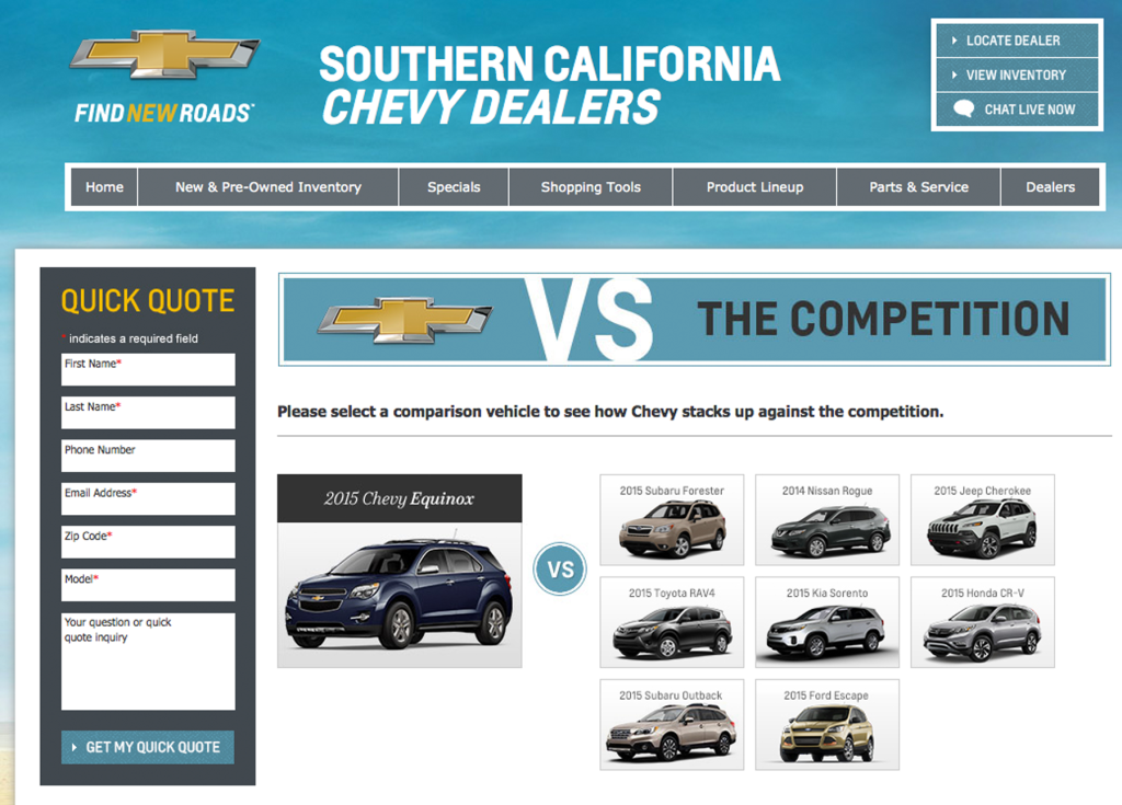 Chevy Search Conquesting Comparison Website | SoCalChevy.com